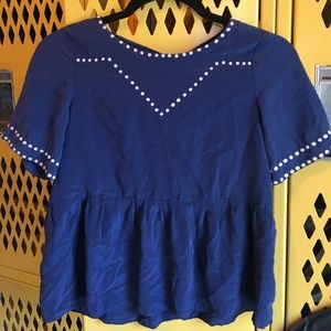 Lauren Moffatt Blue Blouse sz XS
